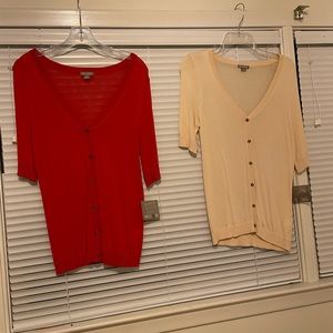 2 V-Neck, Short Sleeve Cardigans for the price if 1! Falls Creek. Tags On.